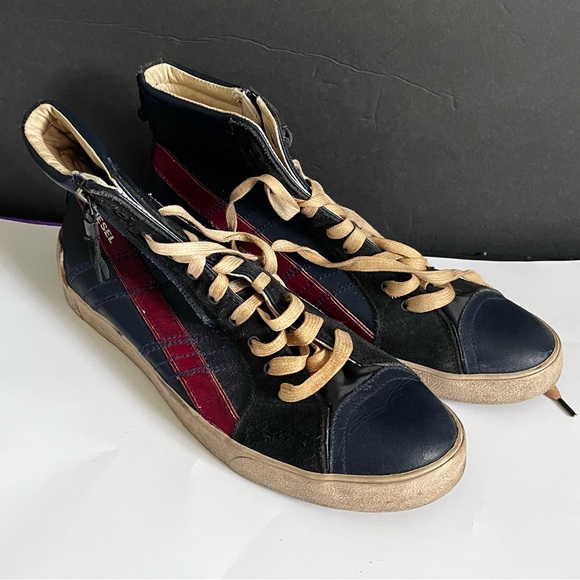 Diesel | Shoes | Diesel Dstring Plus Navy Blue Leather High Top Sneaker ...